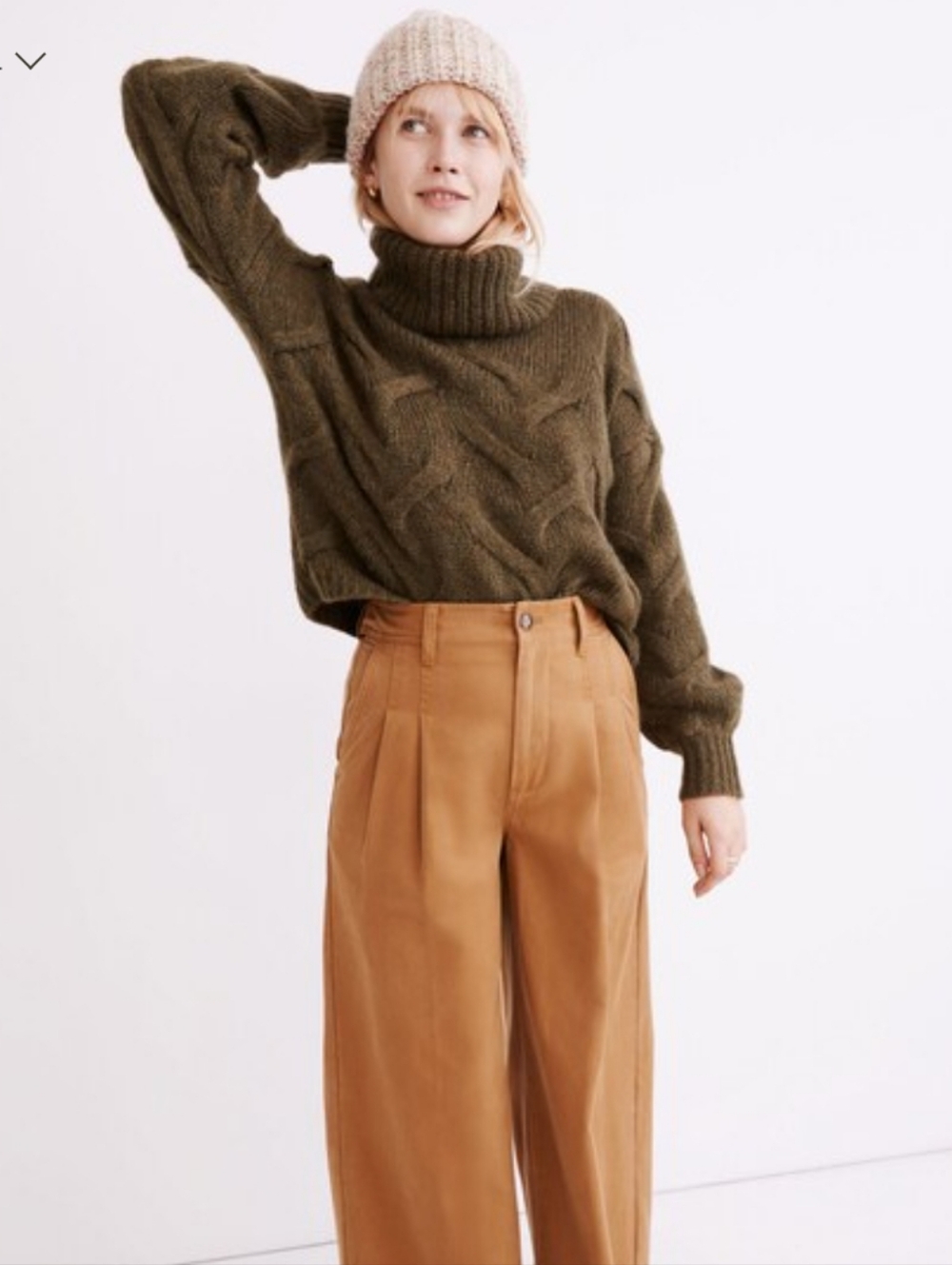 Somervell Modern Cable Turtleneck Sweater Size Small Heather Basil
